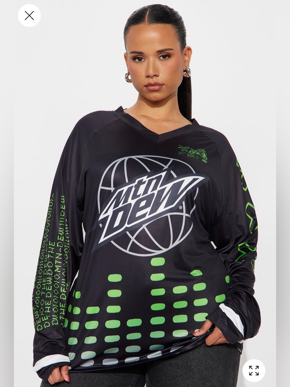 Fashion Nova Mountain Dew Graphic Jersey Tee-Size 1X NWOT 💚🖤